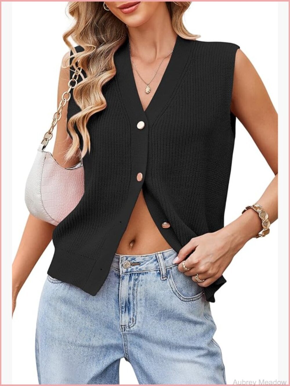 Sleeveless Cardigan Sweater Vest - Button Up Knit Top
